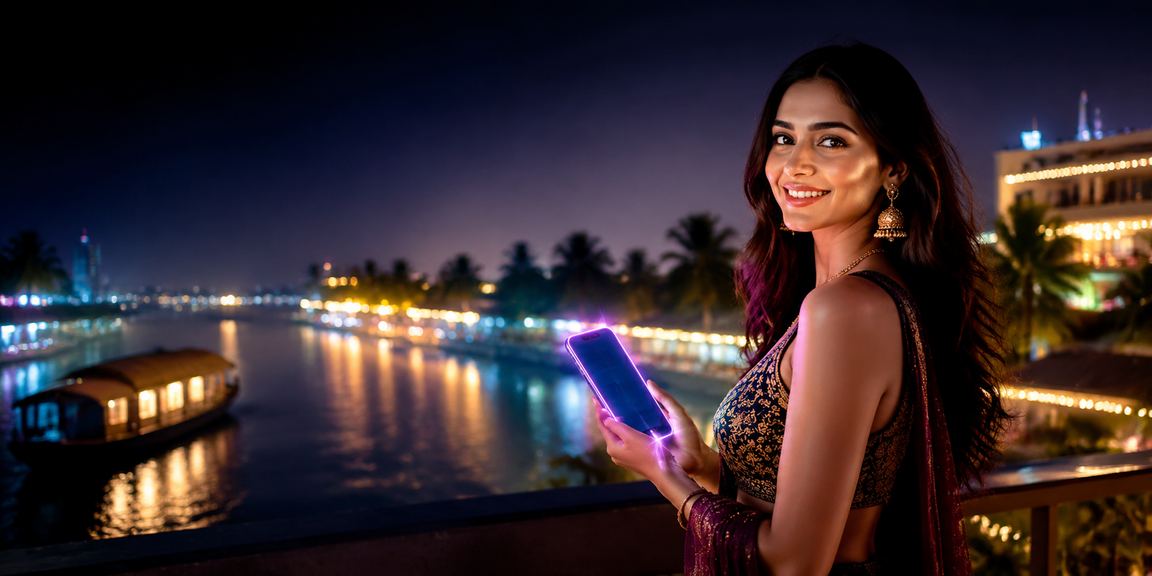 Calm Kerala backwaters at night symbolizing balance