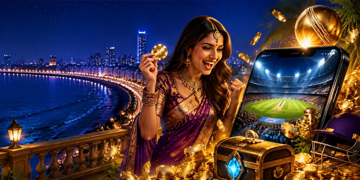 Mumbai Marine Drive evening with cricket betting theme
